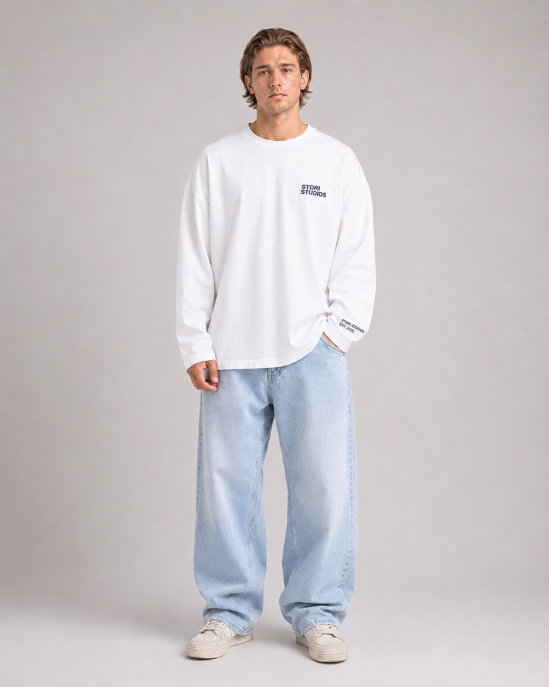 On model — navy