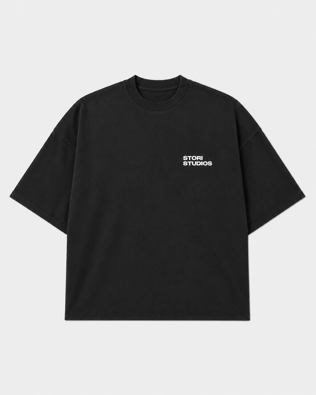 Essential Tee Black — flat front