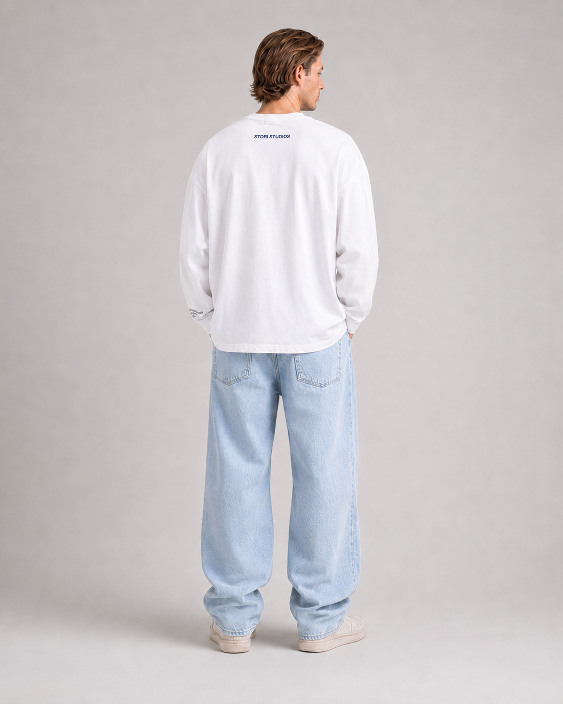 Minimal Longsleeve White — worn back