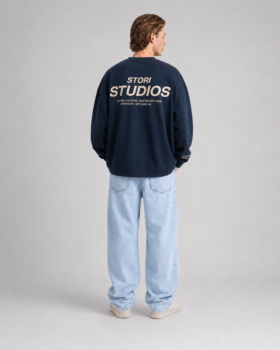 Signature Longsleeve Navy — worn back